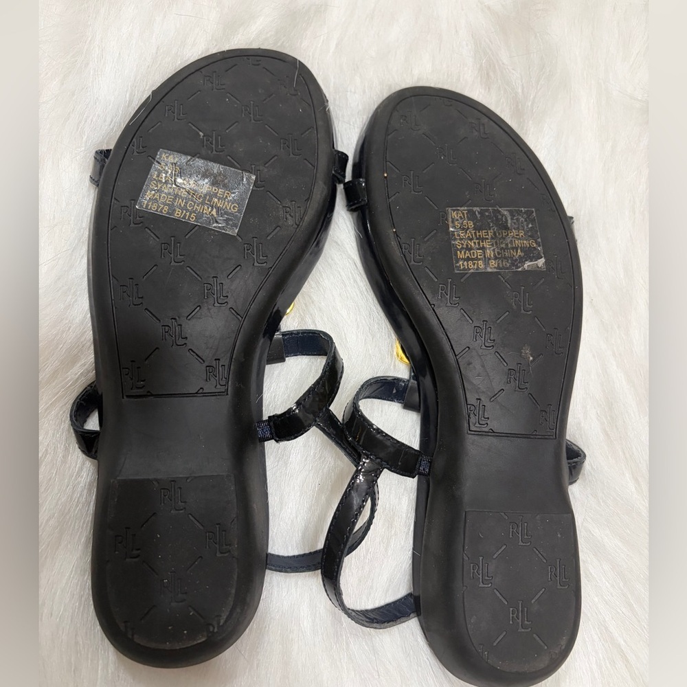Lauren Ralph Lauren Black and Gold Sandals - Picture 3 of 6